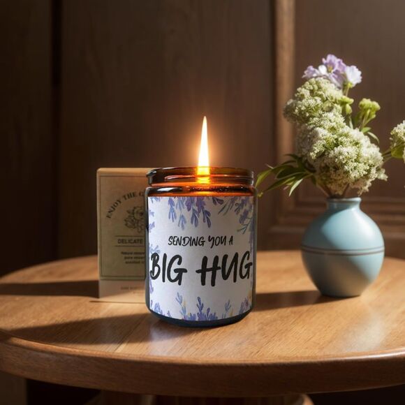 Lavender Candle 7oz Natural Soy Wax&100PCS DIY Letter Beads Mother's Day Gift - Picture 4 of 9